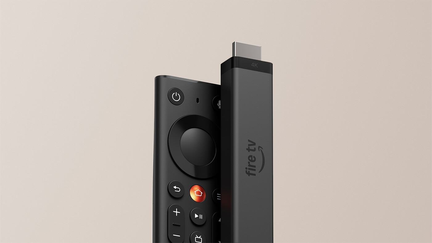 An image showing Amazon's new Fire TV Stick 4K for 2026 along with the company's new Fire TV remote.